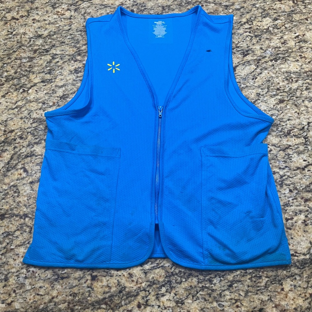 Walmart Associate Uniform Vest Blue Mens Size Medium Zip Front Spark Logo